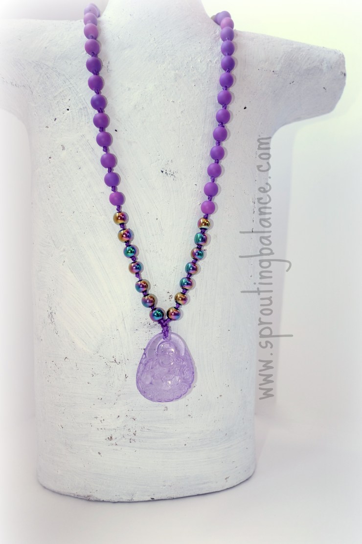 Little Buddha Children's Necklace | www.sproutingbalance.com | #Buddha #Necklace #Children #Hematite #Yoga