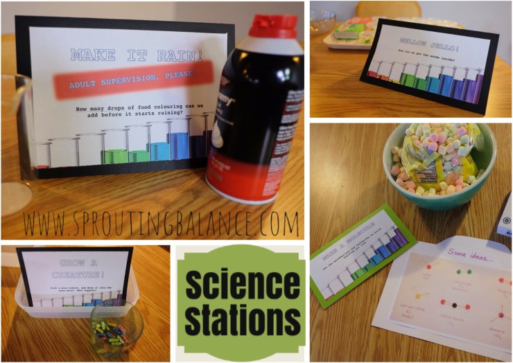 6th Birthday - Science | www.sproutingbalance.com | #science #birthday #party #stations #ideas #experiments