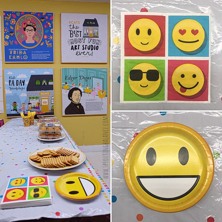 Let's Make Faces - Decorations | www.sproutingbalance.com | #4cats #emoji #bestie #birthday #party #decorations