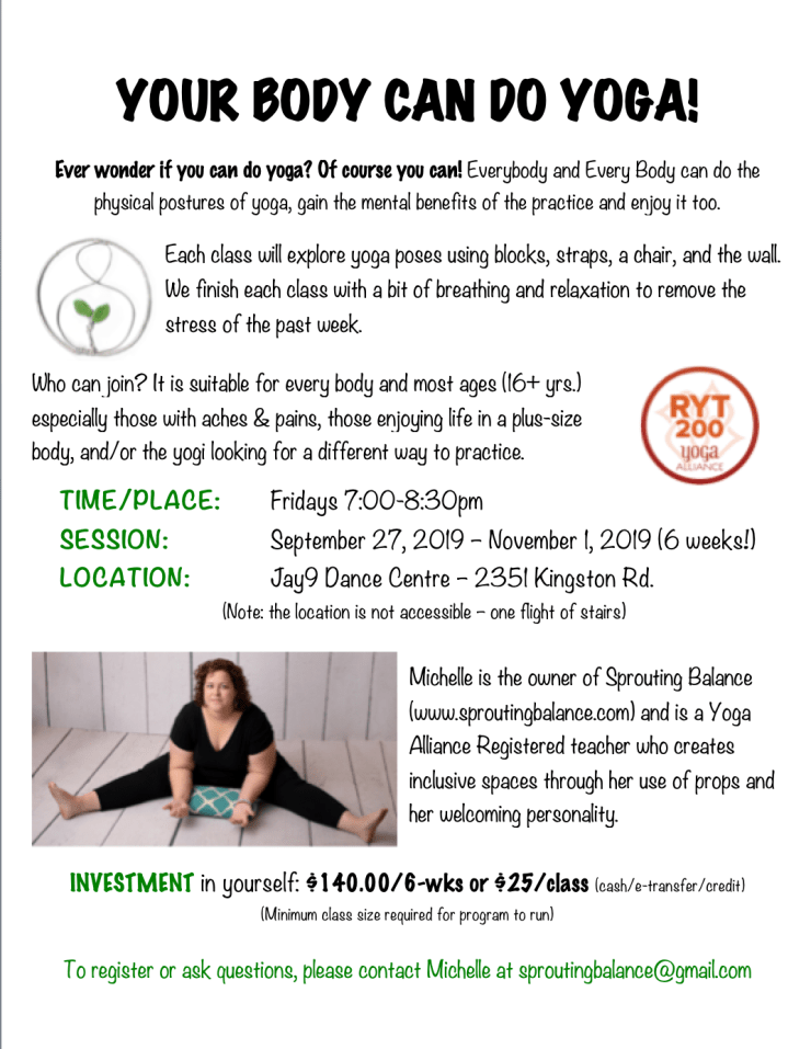 Your Body Can Do Yoga! | www.sproutingbalance.com | #toronto #yoga #yogaforall